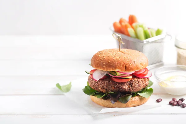 Make Vegetarian Burger Combine Cooked Beans Kinoa Blender Make Cutlet — Stock Photo, Image