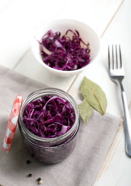 Sauerkraut is fermented cabbage. In Fermentation process, beneficial probiotics, another name is live bacteria, give most of its health benefits — Stock Image Sauerkraut Fermented Cabbage Fermentation Process Beneficial Probiotics Another Name Live Stock Photo