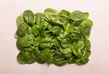 Eski beton mermer masaya taze mini ıspanak yıkanır