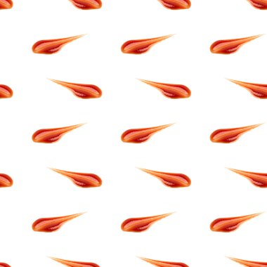 Kusursuz desen, beyaz arkaplanda izole edilmiş Baharatlı Ketçap sosu.