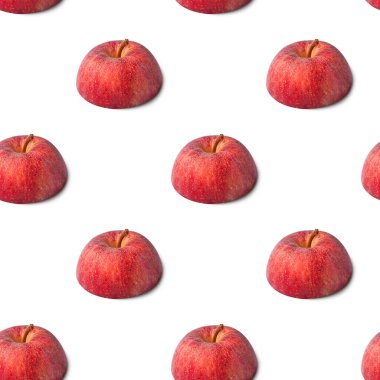 Olgun kırmızı elmalardan yapılmış meyvesiz desen, yeme konsepti.