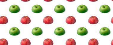 Olgun yeşil elmalardan yapılmış meyvesiz desen, yeme konsepti.