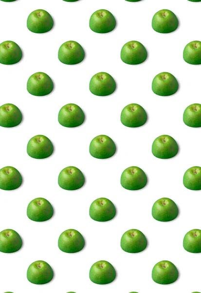 Φρούτα Αδιάλειπτη Μοτίβο Από Ώριμα Πράσινα Μήλα Έννοια Λευκό Φόντο — Φωτογραφία Αρχείου