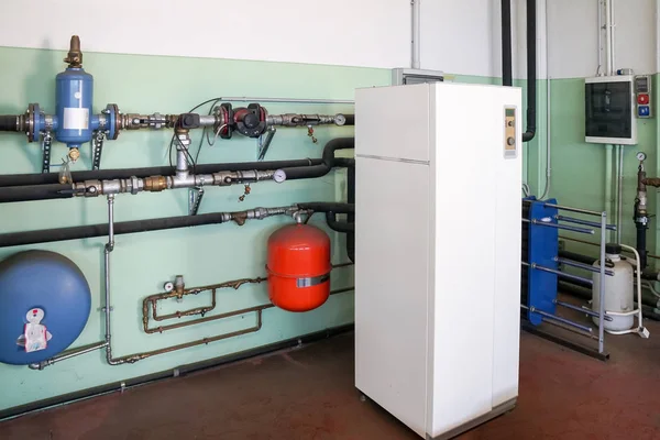 Geothermal Heat Pump Heating Boiler Room — Stock Photo, Image