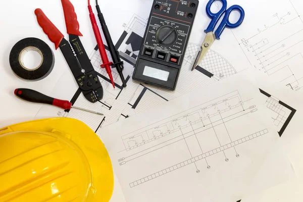 Electrician Tools Instruments Project Design — Stock Photo, Image