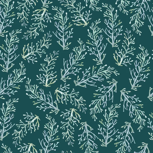 シダの葉と水彩のシームレス パターン — ストック写真