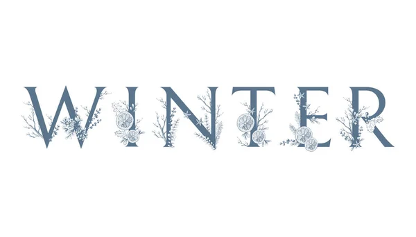 Winter Logo Ingerichte Woord Typografische Samenstelling — Stockvector