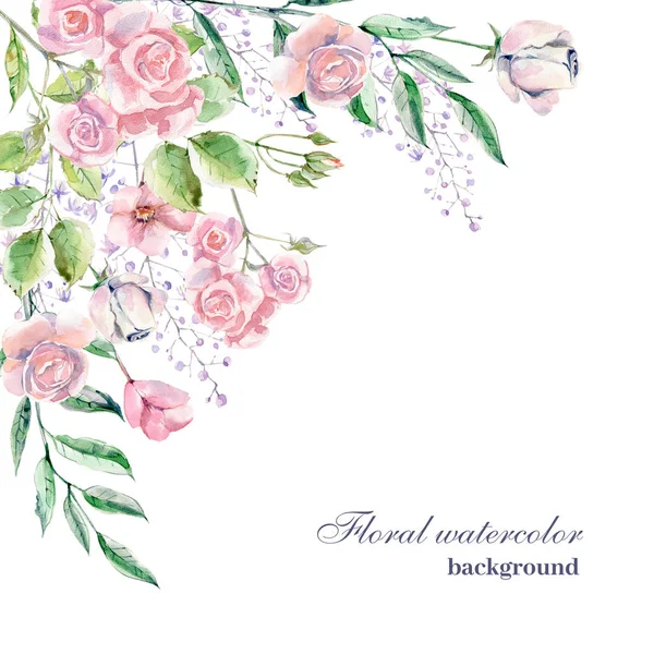 Aquarel Achtergrond Voor Bruiloft Romantisch Ontwerp Floral Samenstelling Natuurlijke Schoonheid — Stockfoto