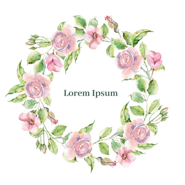 Aquarell Kranz Für Hochzeit Oder Romantisches Design Florale Komposition Natürliche — Stockfoto