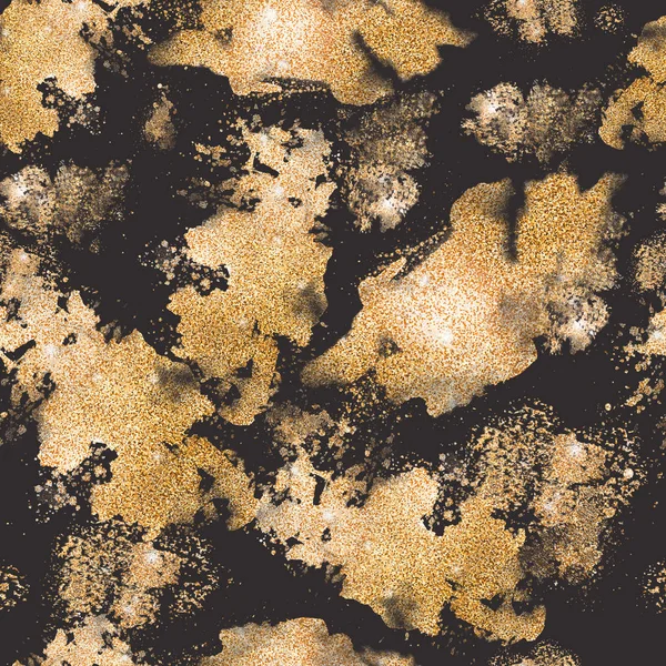 Бесшовный рисунок с золотыми пятнами на черном фоне . — стоковое фото