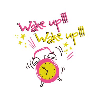 Uo illustartion'u uyandır. El lettreing ile zil alarmı