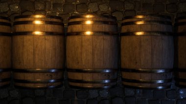 Fotokopi alanına sahip şarap yapımı namlu 3d illüstrasyon