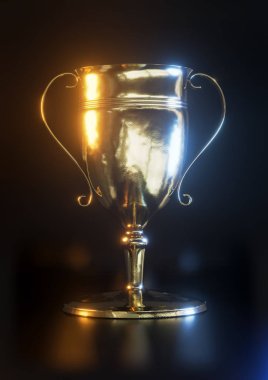 Altın Kupa Kupası 3d illüstrasyon kopya alanı ile