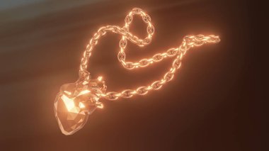 Altın insan kalbi siyah arka plan 3d çizim