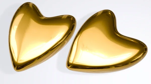 Corazón Oro Sobre Fondo Blanco Ilustración — Foto de Stock