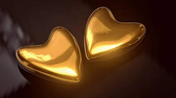 Golden Heart Black Background Illustration — Stock Photo, Image