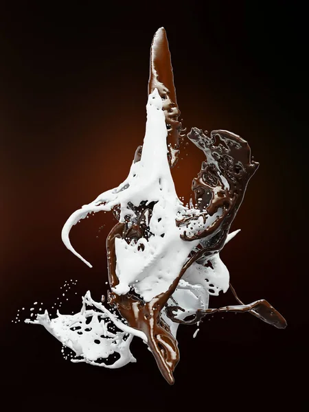 Hot Coffee Milk Chocolate Splash Illustration — Stock Photo, Image
