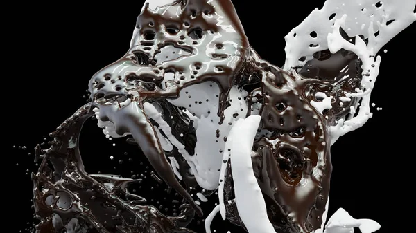 Hete Koffie Melk Chocolade Splash Illustratie — Stockfoto