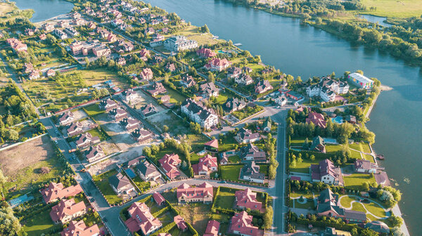Stock aerial image of a residential neighborhood