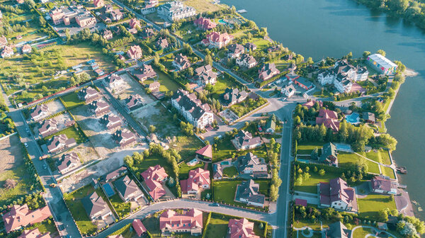 Stock aerial image of a residential neighborhood