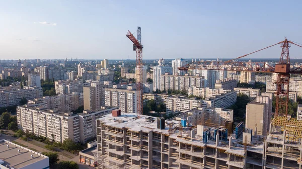 Légi Felvétel Épület Építési Szerelő Daruk — Stock Fotó