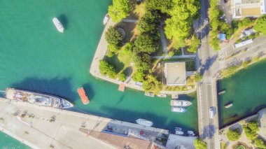 Eski şehir ve Kotor, Karadağ için büyük gemi Üstten Görünüm