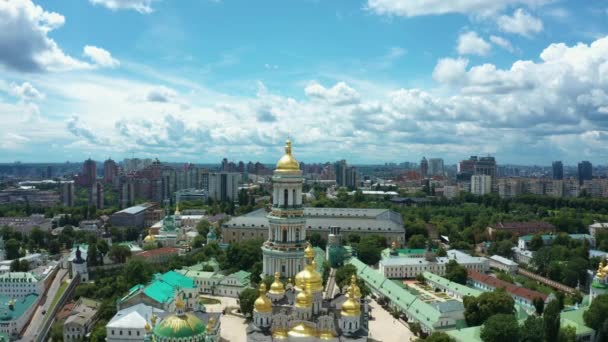 Vista Aérea Mosteiro Ortodoxo Ucraniano Kiev Pechersk Lavra — Vídeo de Stock