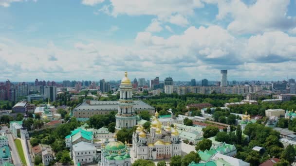 Flygfoto Över Kiev Pechersk Lavra Ukrainska Ortodoxa Kloster — Stockvideo