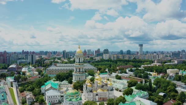 Vista Aérea Mosteiro Ortodoxo Ucraniano Kiev Pechersk Lavra — Vídeo de Stock