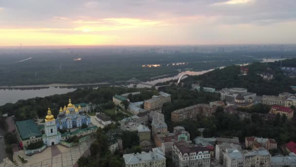 Belo Golden Kiev Ucrânia Michael Golden Domed Monastery Vista Cima — Vídeo de Stock