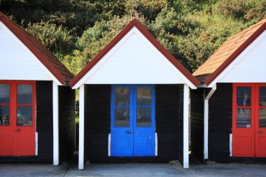 Cabanas na praia de Bournemouth, Inglaterra.
