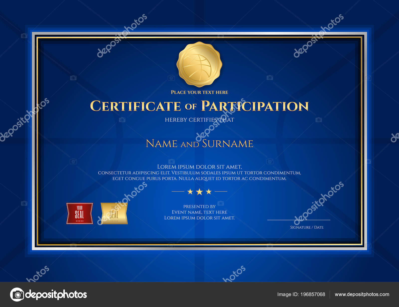 Certificate Template Basketball Sport Theme Blue Background Border Inside Basketball Camp Certificate Template