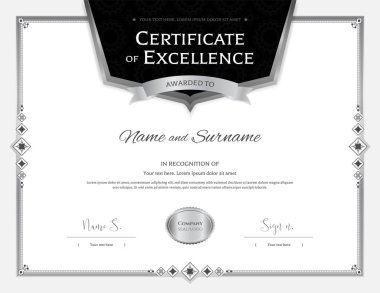 Zarif sınır çerçevesine sahip lüks sertifika şablonu, mezuniyet veya tamamlama için diploma tasarımı