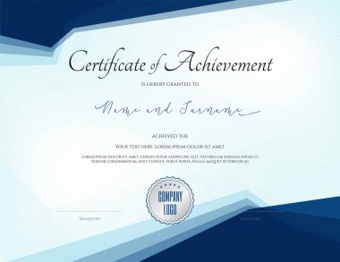 Zarif sınır çerçevesine sahip lüks sertifika şablonu, mezuniyet veya tamamlama için diploma tasarımı