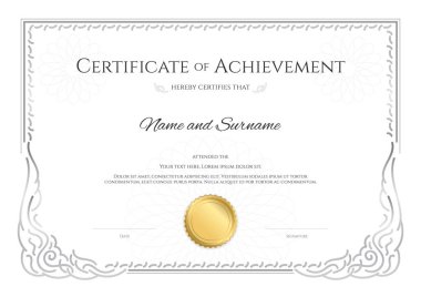 Zarif sınır çerçevesine sahip lüks sertifika şablonu, mezuniyet veya tamamlama için diploma tasarımı