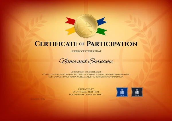 Plantilla Certificado Tema Baloncesto Deporte Con Fondo Color Tema Baloncesto — Archivo Imágenes Vectoriales