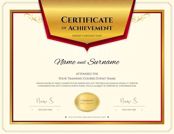 Luxe Certificaat Sjabloon Met Elegant Grenskader Diploma Ontwerp Voor Graduatie — Stockvector