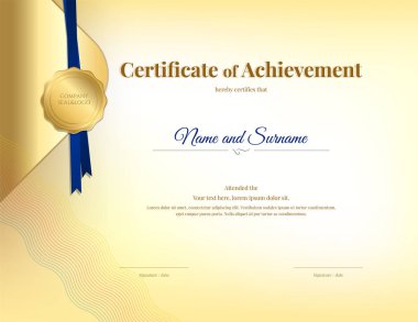 Zarif sınır çerçevesine sahip lüks sertifika şablonu, mezuniyet veya tamamlama için diploma tasarımı