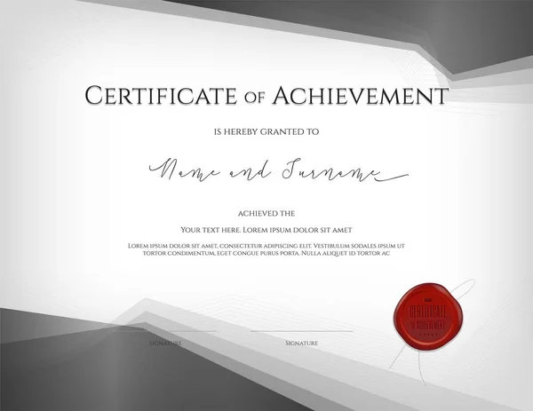Шаблон Сертификата Роскоши Элегантной Рамкой Диплом Диплом Окончании Завершении — стоковый вектор