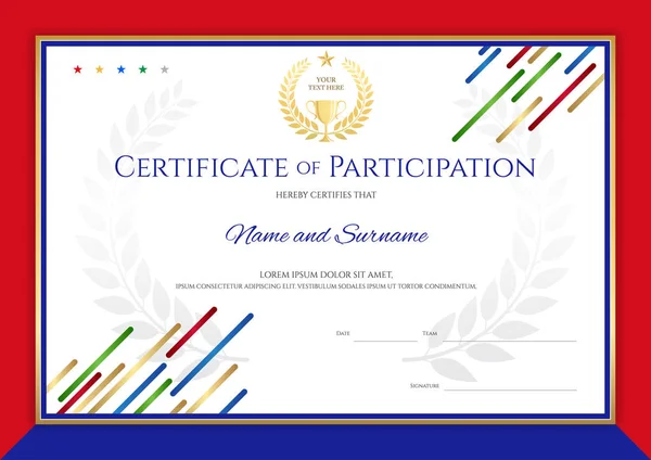 Wzór Certyfikatu Temacie Sportu Ramą Graniczną Projekt Dyplomu — Wektor stockowy