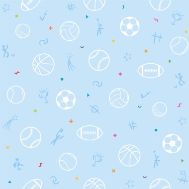 Spor Tema Dikişsiz desen arka plan; futbol; beyzbol; voleybol; basketbol