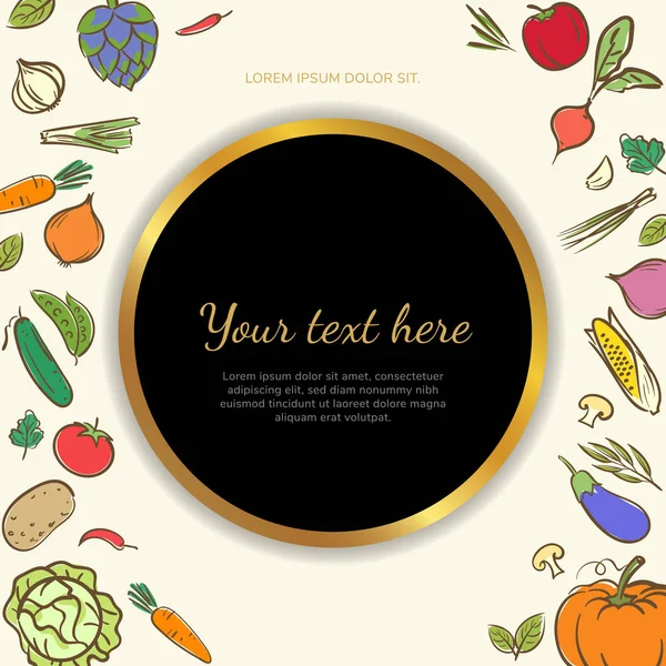 Obst Und Gemüse Niedliche Banner Hintergrundvorlage Mit Kopierfläche Für Werbe — Stockvektor