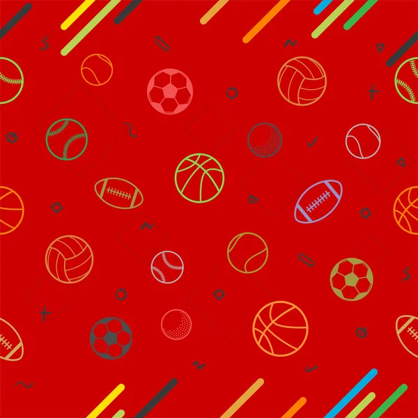 Спортивная Тема Бесшовный Фон Шаблона Футбол Бейсбол Волейбол Баскетбол — стоковый вектор