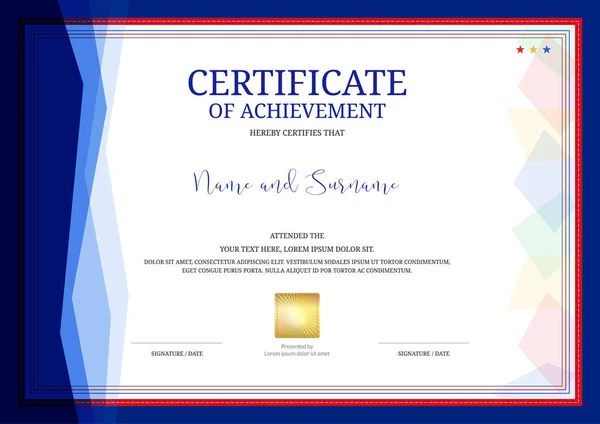 Luxe Certificaat Sjabloon Met Elegant Grenskader Diploma Ontwerp Voor Graduatie — Stockvector