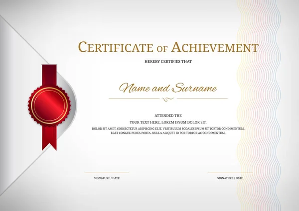 Modelo Certificado Luxo Com Moldura Borda Elegante Design Diploma Para —  Vetores de Stock