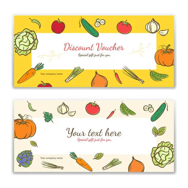 Vegetable Theme Gift Certificate Voucher Gift Card Cash Coupon Template — Stock Vector