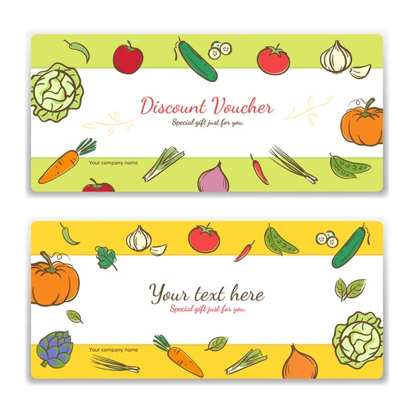 Vegetables Cute Banner Background Template Copy Space — Stock Vector