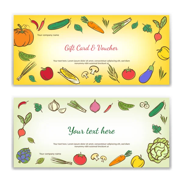 Vegetables Cute Banner Background Template Copy Space — Stock Vector