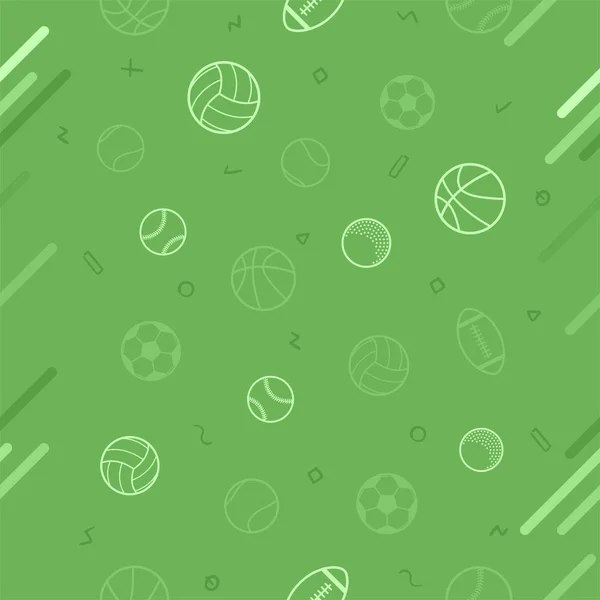 Sport Theme Seamless Pattern Background Football Baseball Volleyball Basketball — Stock Vector