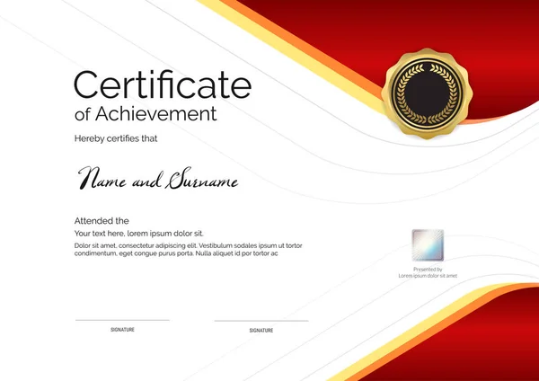 Plantilla Certificado Lujo Con Marco Borde Elegante Diseño Diploma Para — Vector de stock